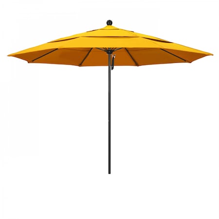 California Umbrella 11' Black Aluminum Market Patio Umbrella, Sunbrella Sunflower Yellow 194061333426